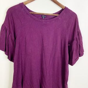 Hannah Stone Wash Purple Flutter Sleeve Top